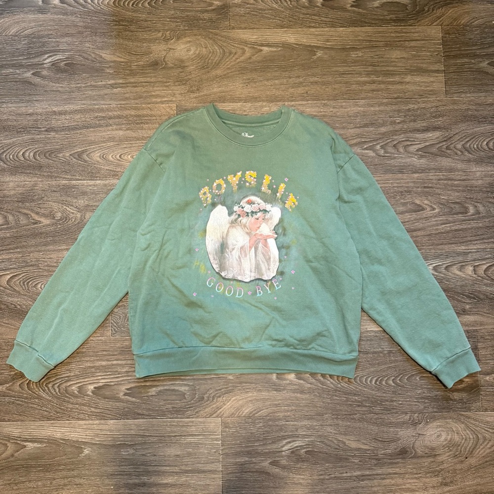 boys lie good bye oversized cotton crewneck sweatshirt